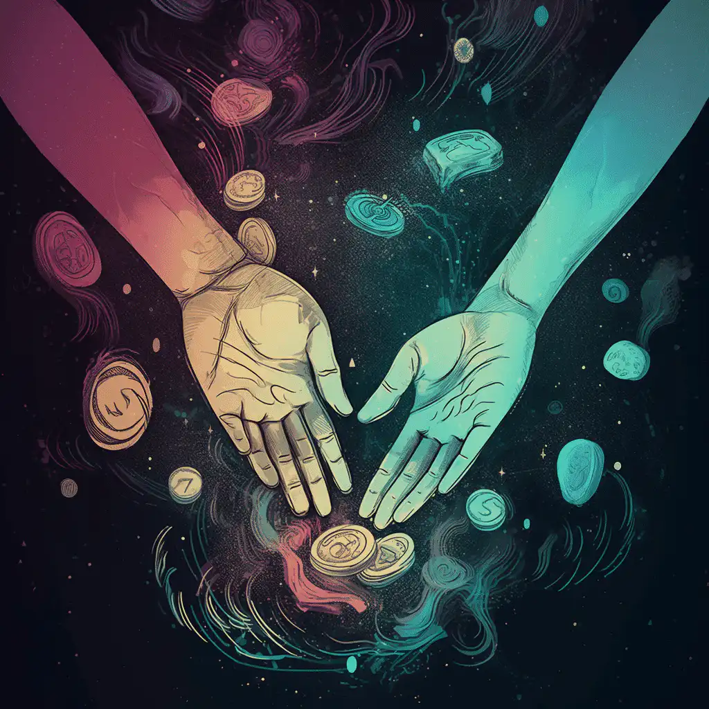 Dans l'harmonie des cœurs, l'amour et l'argent dansent un ballet délicat.